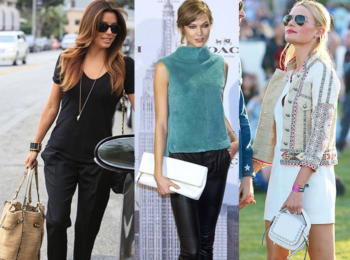Eva Longoria, Karlie Kloss, and Kate Bosworth each show how versatile Coach handbags can be—from Longoria’s relaxed everyday tote to Kloss’s sleek white clutch and Bosworth’s boho-chic mini bag—proving why the brand remains a Hollywood favorite