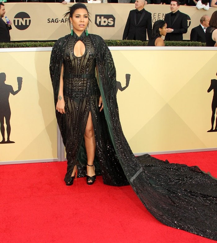 Jessica Pimentel mesmerized attendees at the 2018 Screen Actors Guild Awards as she showcased a stunning $1.2 million gown by Malan Breton