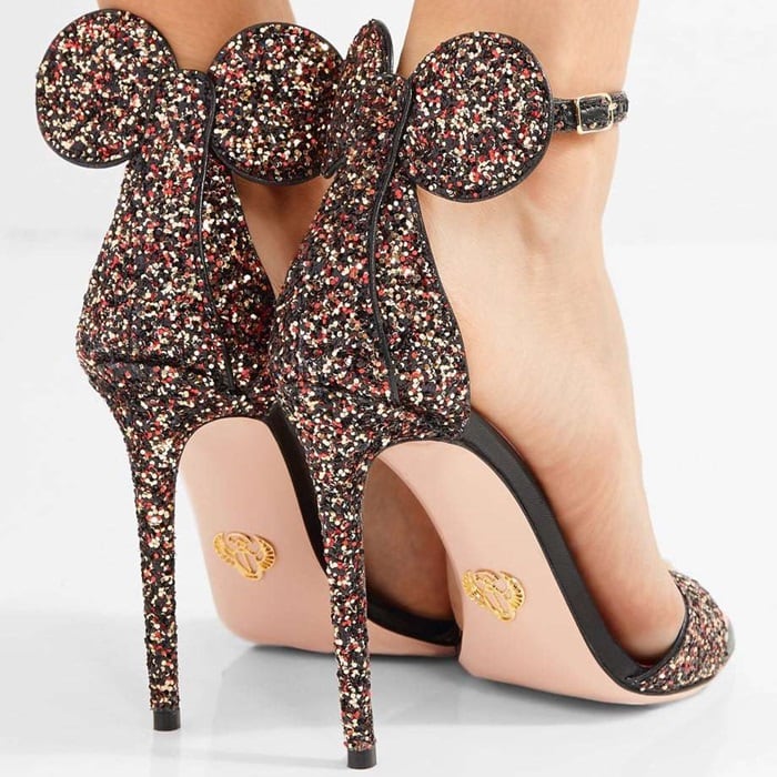 These stunning Oscar Tiye 'Minnie' heels feature glittering sequins and signature mouse-ear details