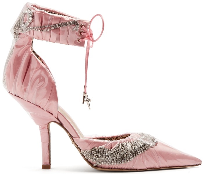 Paciotti By Midnight Crystal-embellished ankle-tie satin pumps,