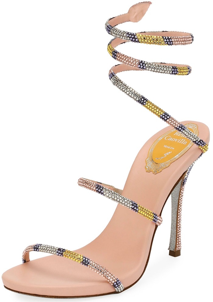 Rene Caovilla Crystal Snake-Coil 105mm Sandal