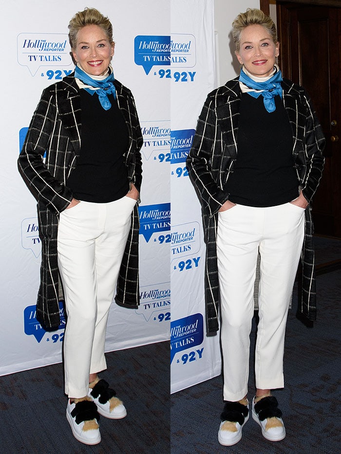 Sharon Stone at the Hollywood Reporter TV Talks 92Y Present: HBO's Mosaic in New York City on January 16, 2018