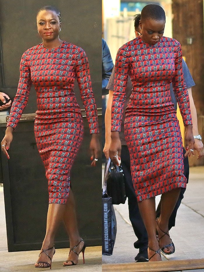 Danai Gurira arriving at the ABC studios for her guest appearance on "Jimmy Kimmel Live!" in Los Angeles, California, on January 31, 2018.