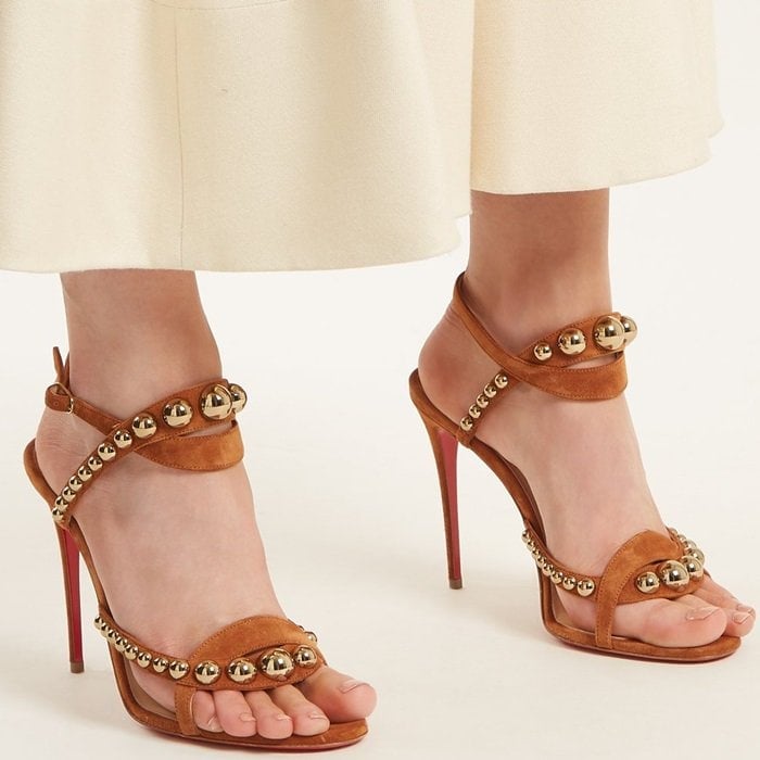 Opulent jewellery forms as inspiration for Christian Louboutin's latest Galeria tan-brown sandals