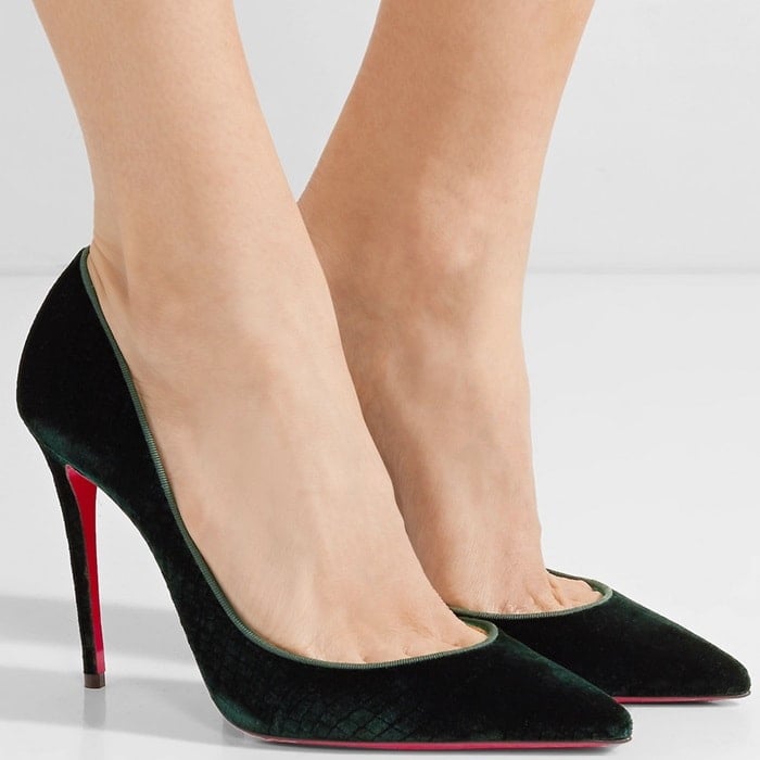 Christian Louboutin 'Iriza' 100 Croc-Effect Velvet Pumps
