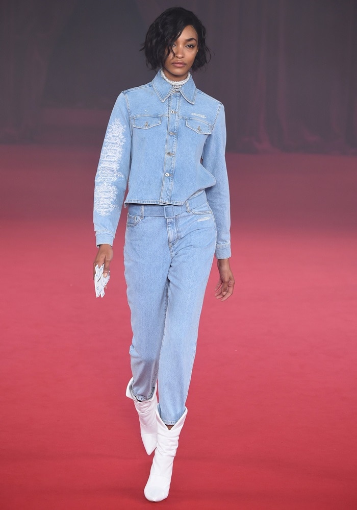 Worn by supermodel Jourdan Dunn on Off-White's Spring '18 runway, these quilted leather boots are made in collaboration with Italian powerhouse Jimmy Choo in a collection inspired by the late Princess Diana