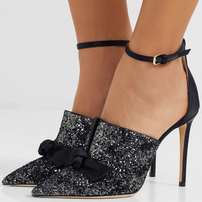 'Temple' 100 glittered velvet and satin pumps
