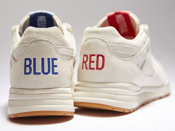 "BLUE" and "RED" texts on the back of the Kendrick Lamar x Reebok 'Ventilator' sneakers.