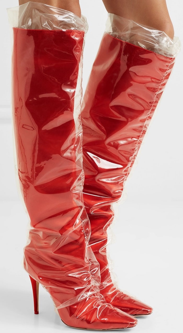 Combining their contrasting creative energies, the pair has created these 'Elisabeth' knee boots which debuted on Off-White's Spring '18 runway