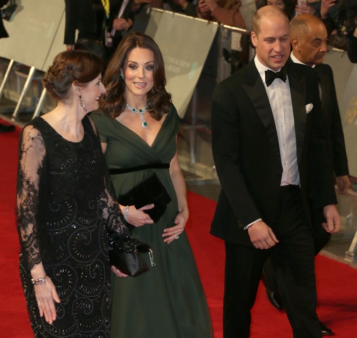 Catherine, Duchess of Cambridge (aka Kate Middleton) and her husband Prince William arriving at the 2018 EE British Academy Film Awards (BAFTAs) held at Royal Albert Hall in London, England, on February 18, 2018