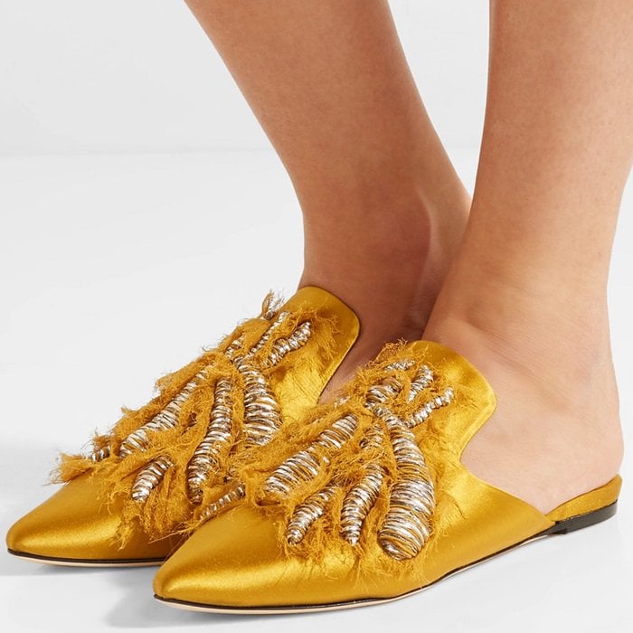 Sanayi 313 'Ragno' embroidered satin slippers