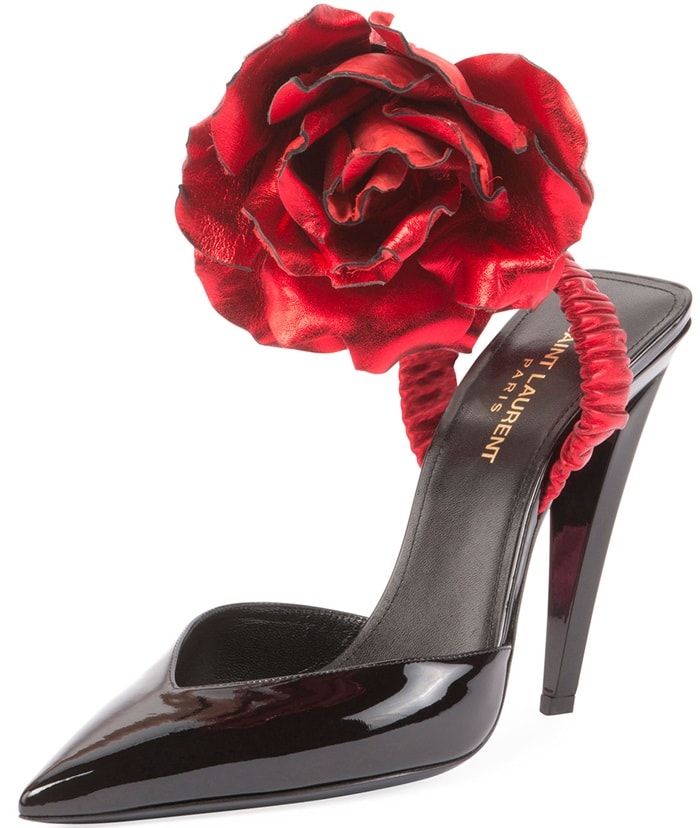 Saint Laurent Patent Slingback Pump Rose Flower