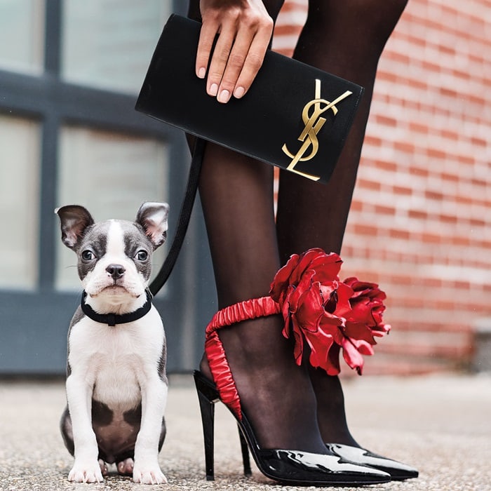 Saint Laurent Patent Slingback Pump Rose Flower