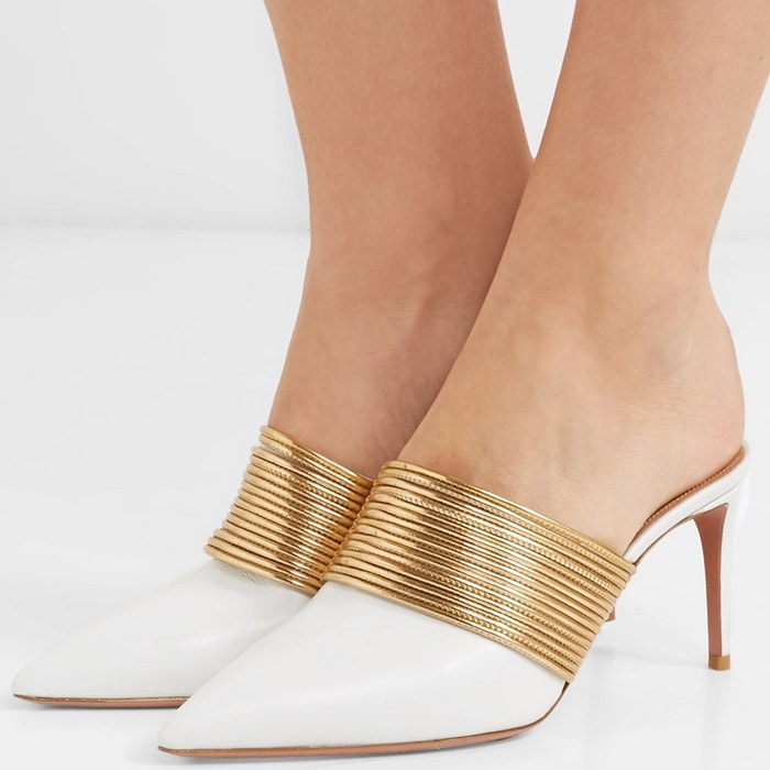Aquazzura 'Rendez Vous' leather mules in white