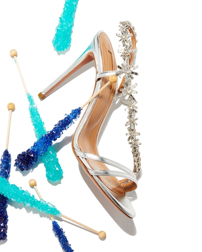 Aquazzura Chateau Asymmetric Crystal Slingback Sandal