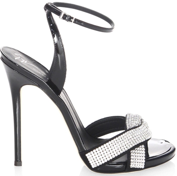 Giuseppe Zanotti Swarovski Crystal Embellished Leather Stiletto Heel Sandals