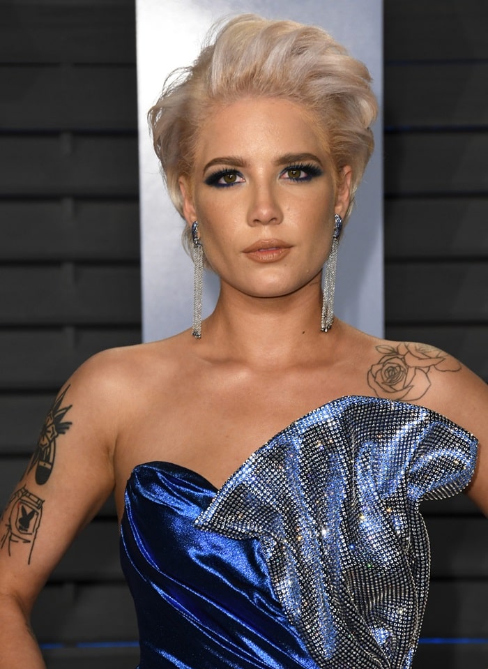 Halsey's blue Galia Lahav Spring 2018 Couture dress