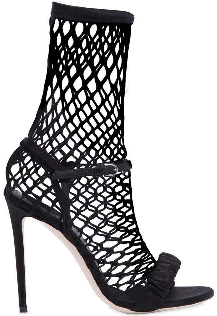 Marco De Vincenzo 120mm Satin Fishnet Sock Sandals