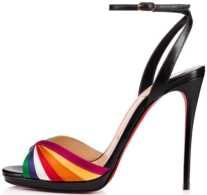 Black Vintage-Chic 'Naseeba' Sandals With Rainbow Stripes