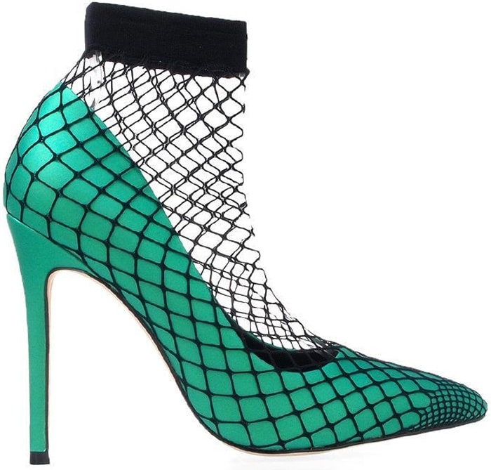 Privileged 'Nana' Satin Fishnet Pumps