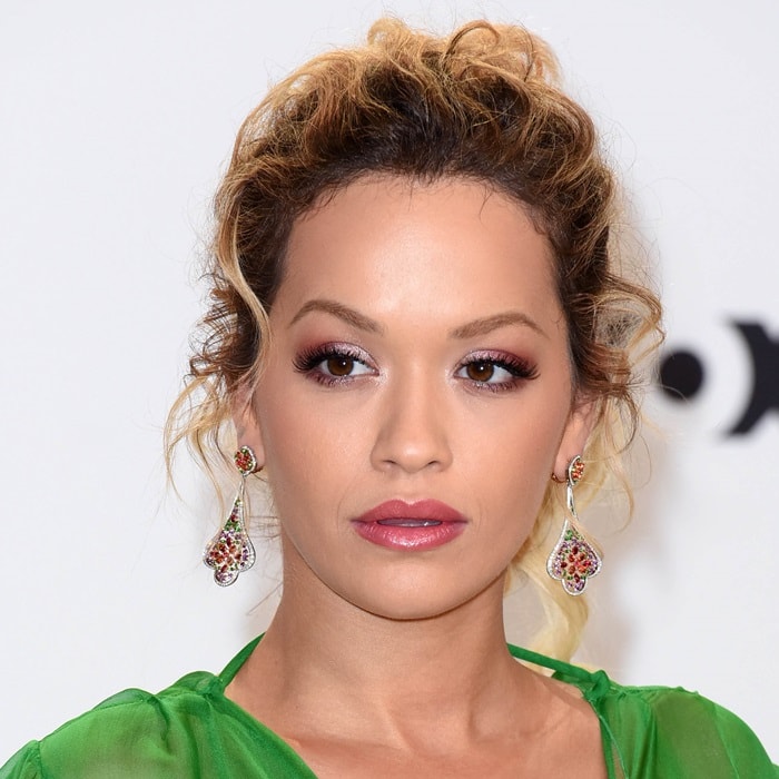 Rita Ora's dazzling earrings at the 2018 Echo Awards in Berlin, Germany, on April 12, 2018