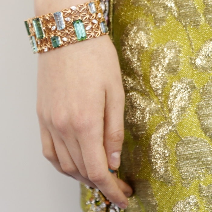Saoirse Ronan wearing a bracelet in 18-carat rose gold