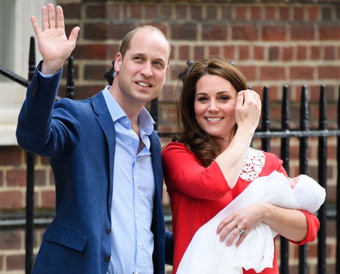 Kate Middleton and Prince William leaving their hospital in London, England, with their third child