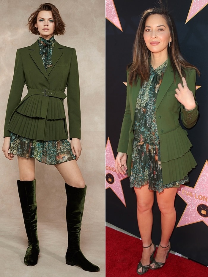 Olivia Munn looked cute in a look from Alberta Ferretti's Pre-Fall 2018 collection