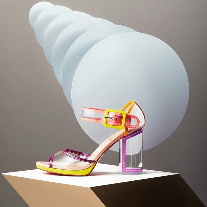 Multi Barbaclara Specchio Leather PVC Platform Sandals