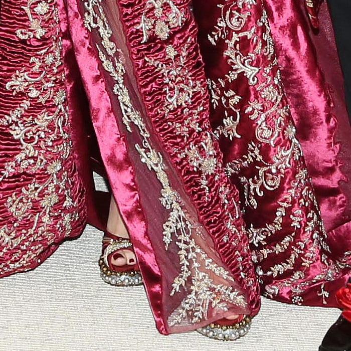 Blake Lively's feet in custom Christian Louboutin embellished-platform sandals.