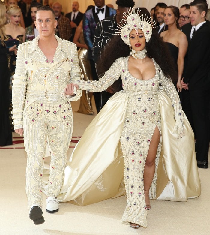 Cardi B and Jeremy Scott at the 2018 Met Gala held at the Metropolitan Museum of Art