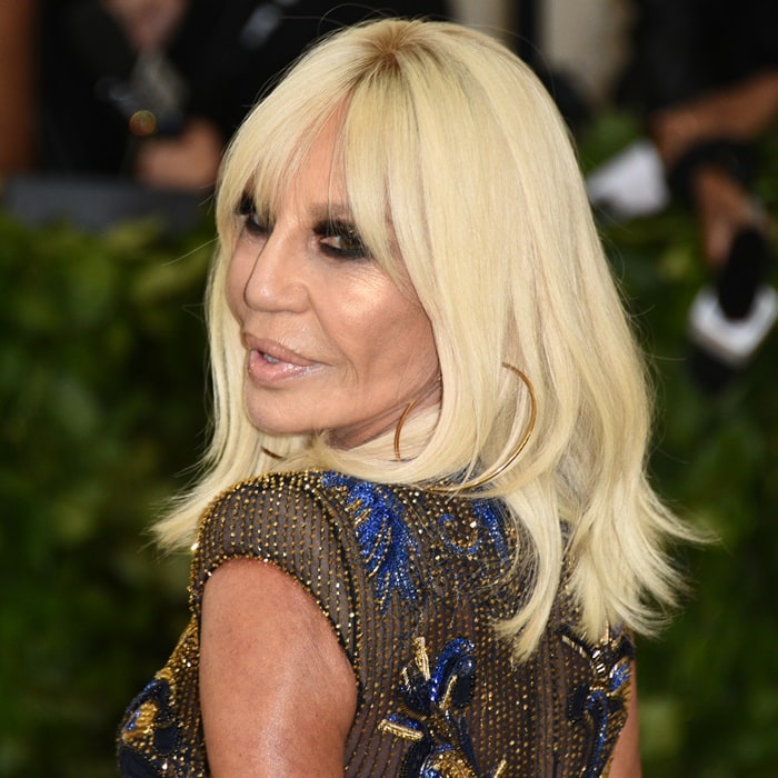 Donatella Versace at the 2018 Met Gala held at the Metropolitan Museum of Art in New York City on May 7, 2018