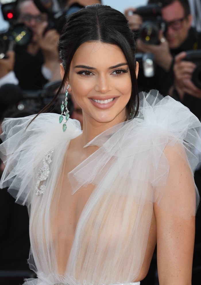 Kendall Jenner showing off her statement Chopard earrings