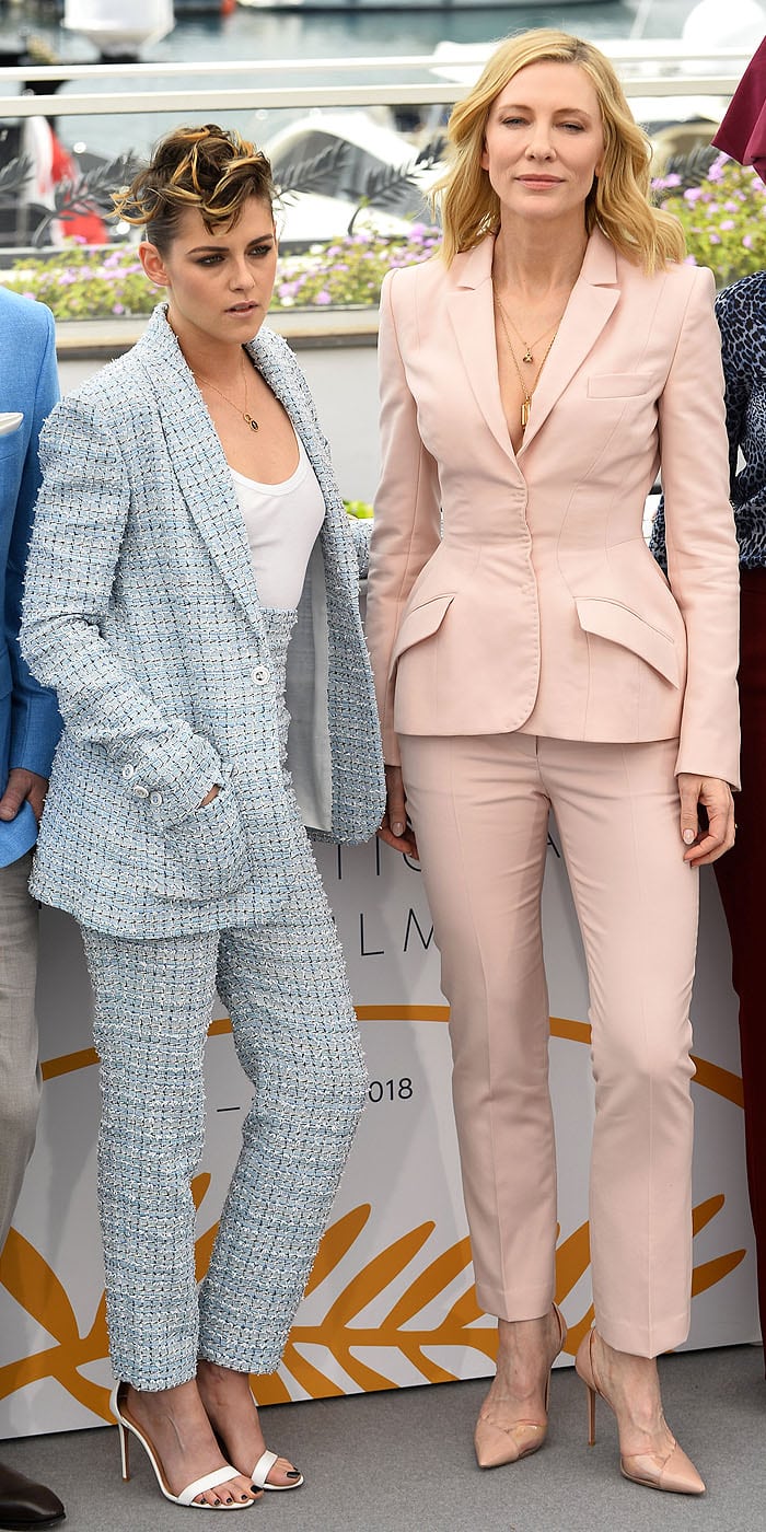 Kristen Stewart and Cate Blanchett at photo call for juries held during the 2018 Cannes Film Festival in Cannes, France, on May 8, 2018.