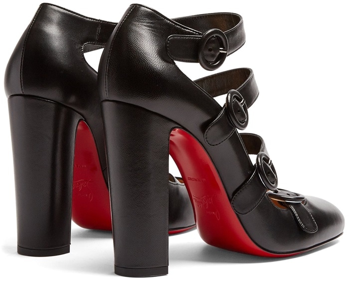 Lightly Grained Black Leather Mistiroir Pumps