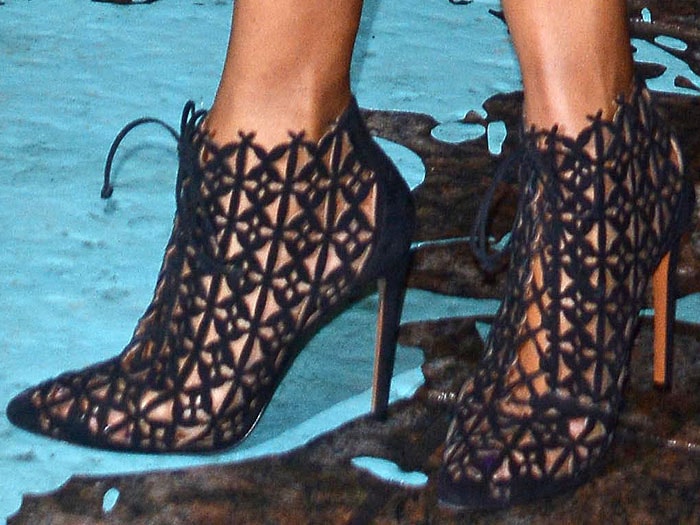 Naomi Campbell's Azzedine Alaïa laser-cut ankle boots