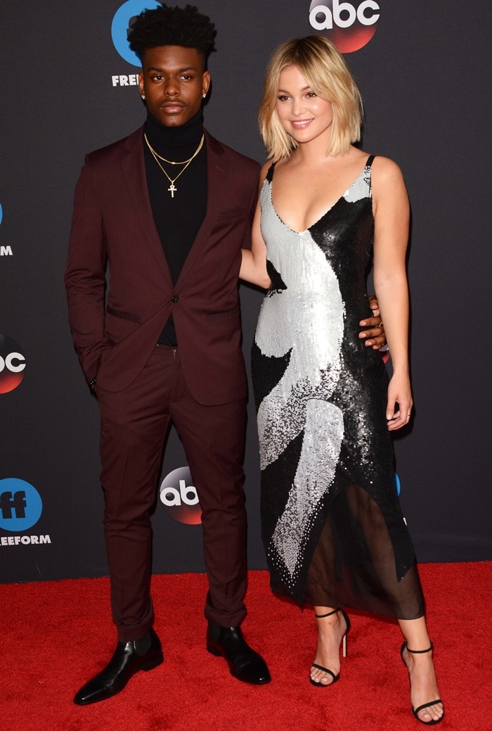 Olivia Holt and Aubrey Joseph at the 2018 ABC Freeform Upfronts held at Tavern On The Green in New York City on May 15, 2018
