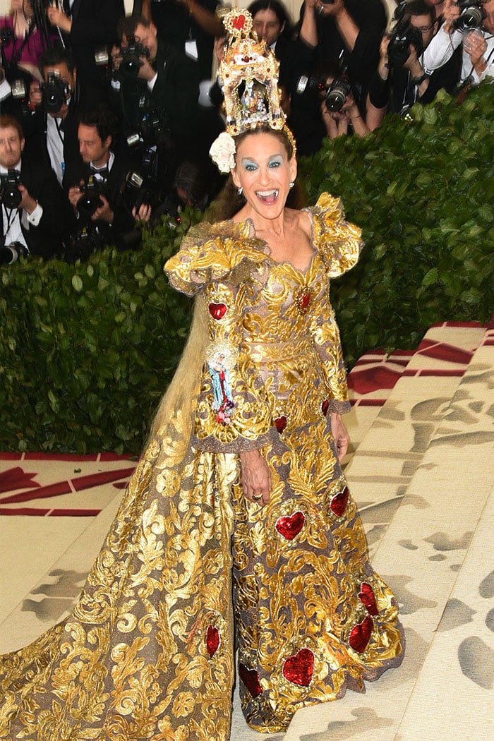 Sarah Jessica Parker in a Dolce Gabbana gown at the 2018 Met Gala.