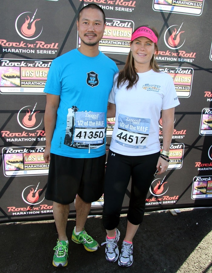 Zappos CEO Tony Hsieh and actress Alison Sweeney arrive at the Rock 'n' Roll Las Vegas Marathon and Half Marathon benefiting the Crohn's Colitis Foundation of America