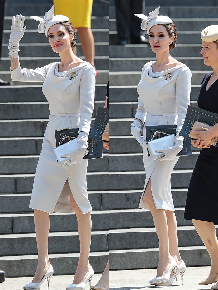 Angelina Jolie wearing Eden pumps with a Ralph Russo Couture outfit