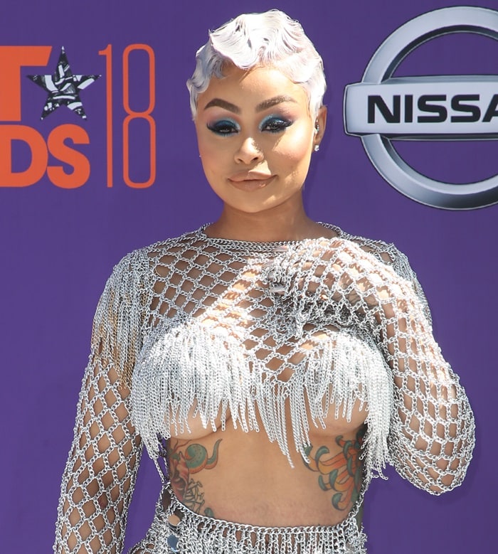 Blac Chyna with a silver, finger-waved pixie cut