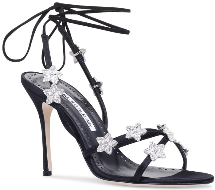 Manolo Blahnik Satin Crystal Star Detail 'Osaka' Sandals
