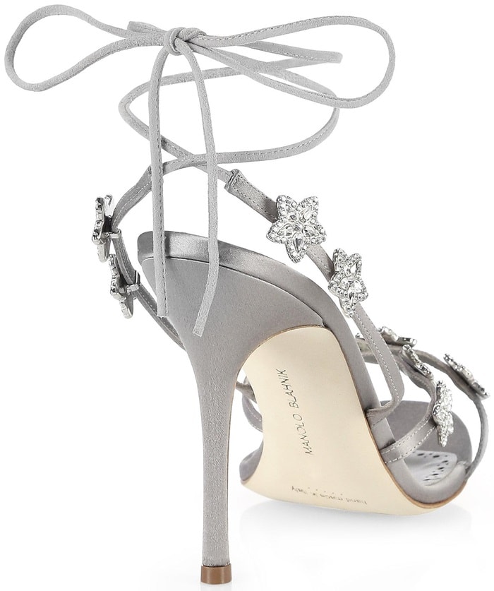 Manolo Blahnik Satin Crystal Star Detail 'Osaka' Sandals