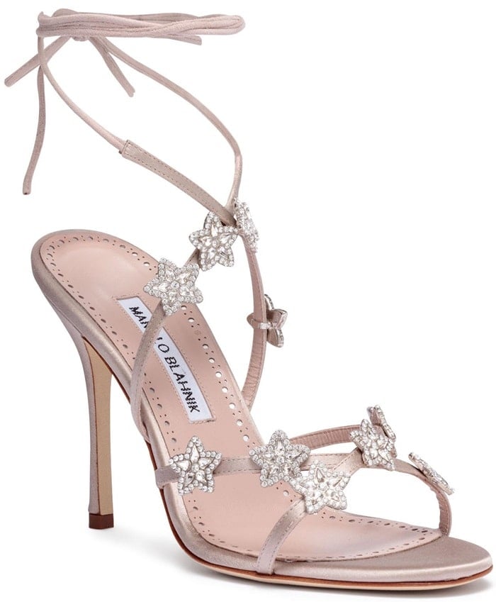 Manolo Blahnik Satin Crystal Star Detail 'Osaka' Sandals