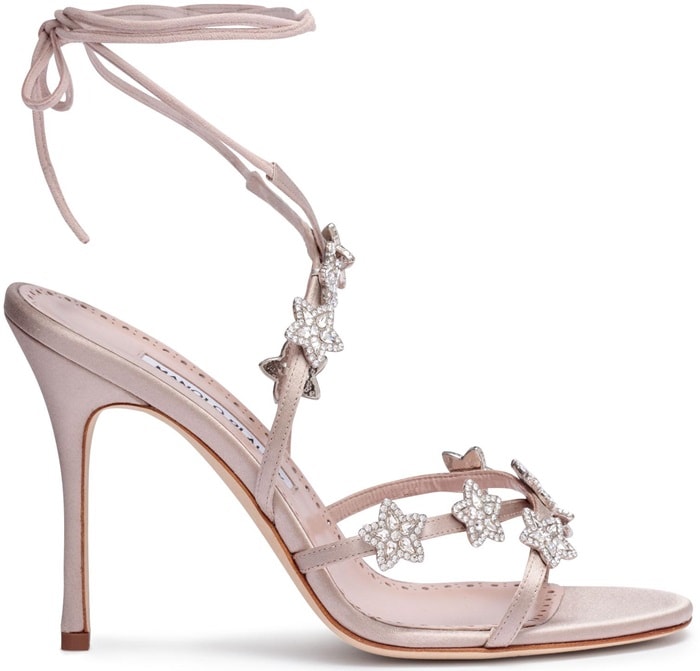 Manolo Blahnik Satin Crystal Star Detail 'Osaka' Sandals