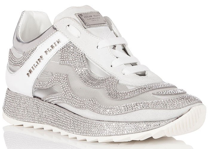 Philipp Plein "We Fall Like Dominoes" Crystal-Covered Sneakers