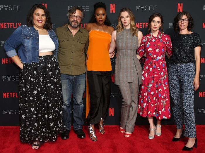 Britney Young, Marc Maron, Sydelle Noel, Betty Gilpin, Alison Brie, and Carly Mensch
