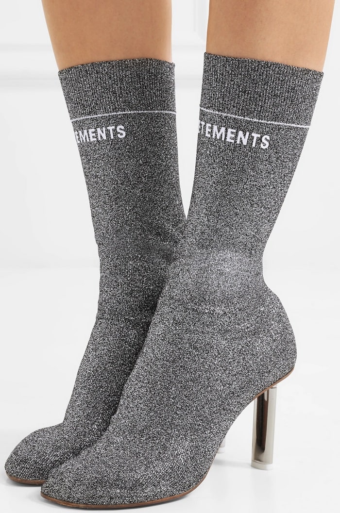 Logo-print Lurex sock boots