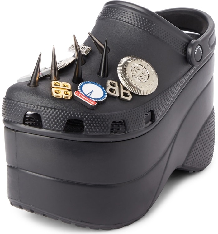 Black Spiked Rubber Platform Sandals