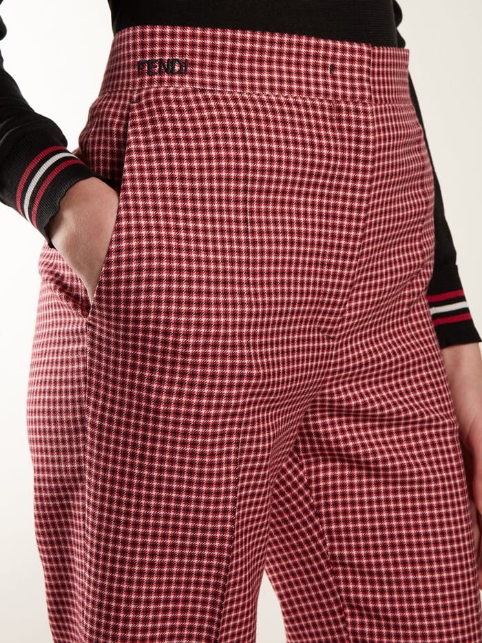 The red check pattern on these cropped trousers was featured heavily throughout Fendi's romantic yet vibrant Pre-Fall collection